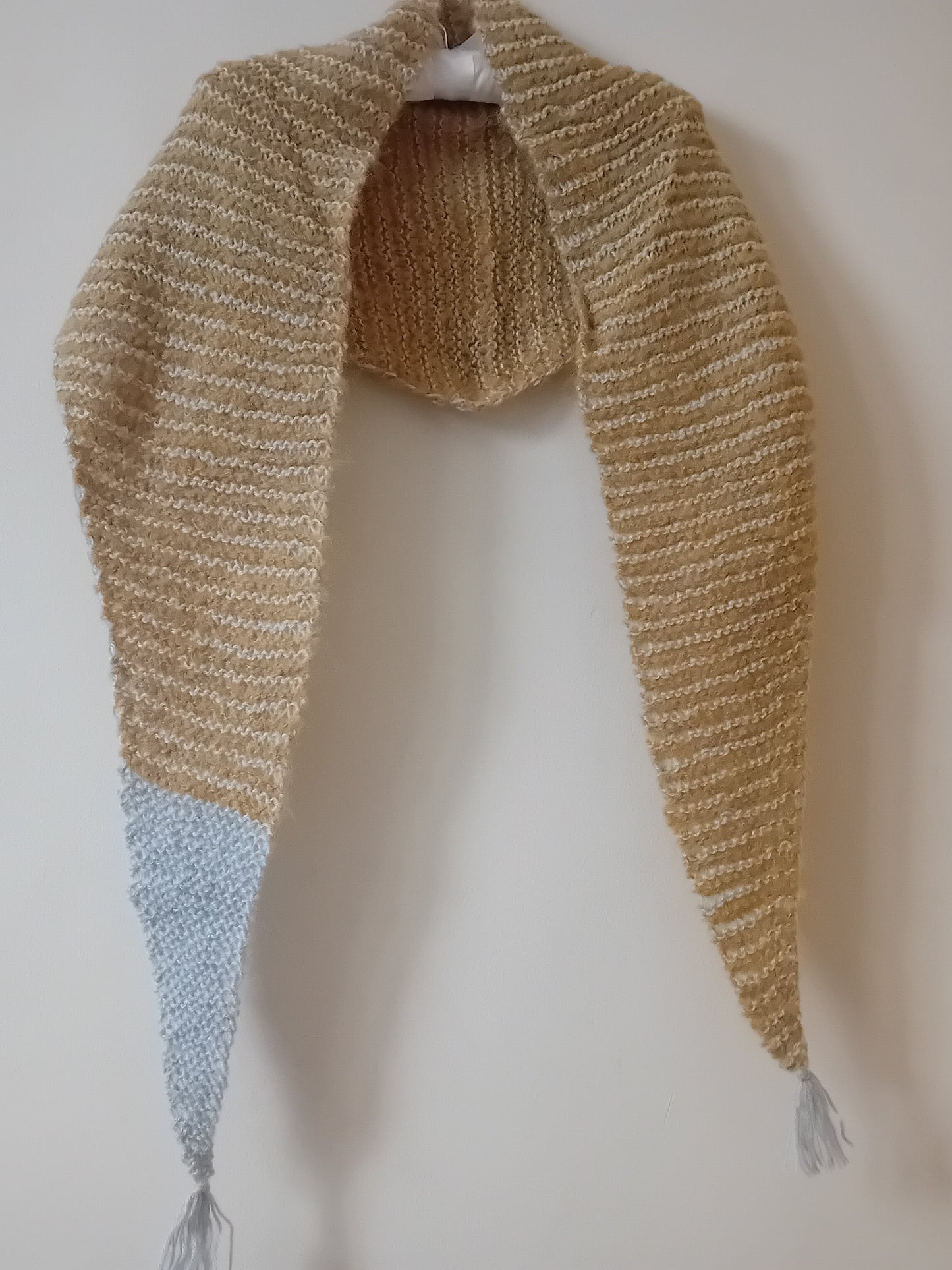 Luxury alpaca and wool triangle scarf // orange and gray shawl // LIMITED EDITION