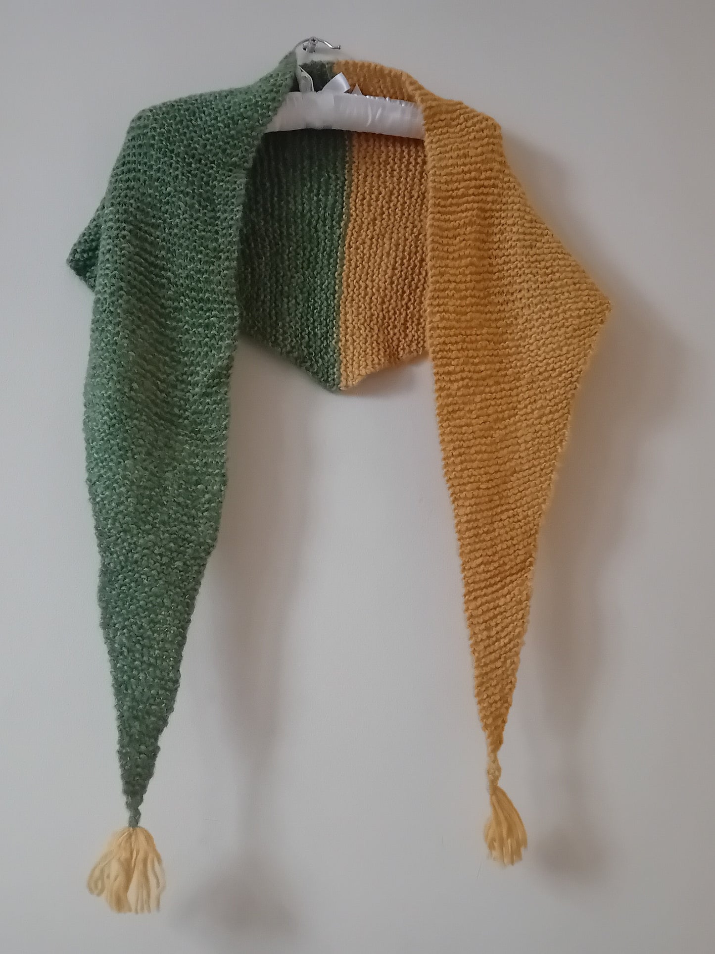 Luxury triangle scarf // green and orange shawl // LIMITED EDITION