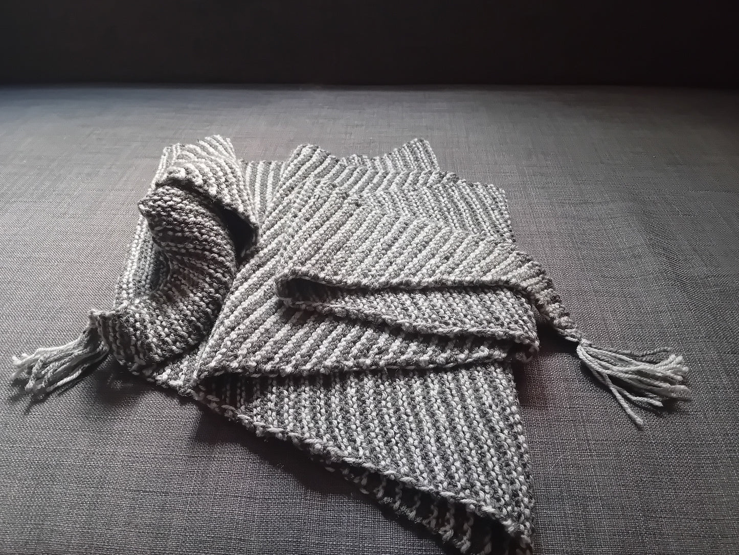 Luxury gray striped scarf // soft shawl // LIMITED EDITION