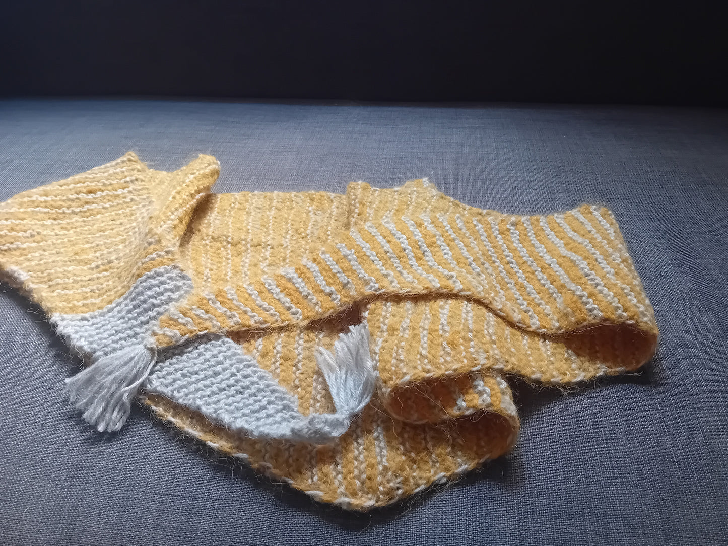 Luxury alpaca and wool triangle scarf // orange and gray shawl // LIMITED EDITION