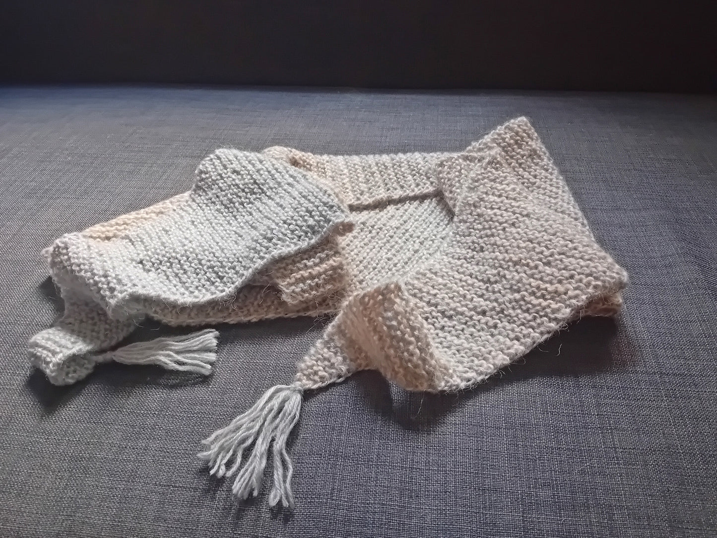 Triangle woolen scarf // gray and beige // LIMITED EDITION