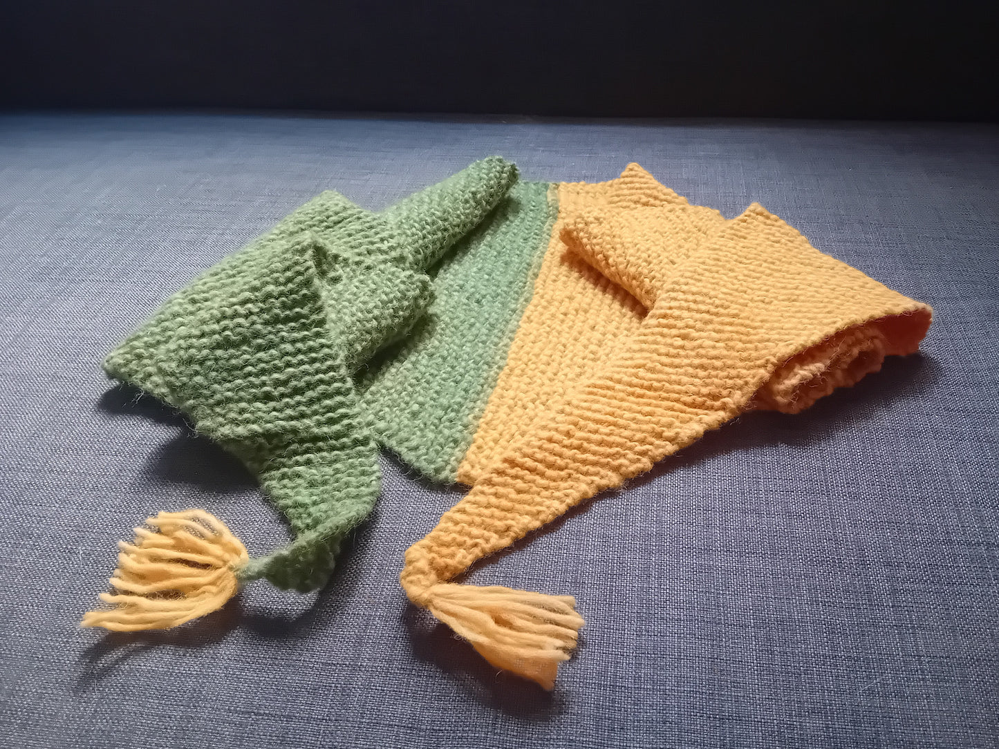 Luxury triangle scarf // green and orange shawl // LIMITED EDITION