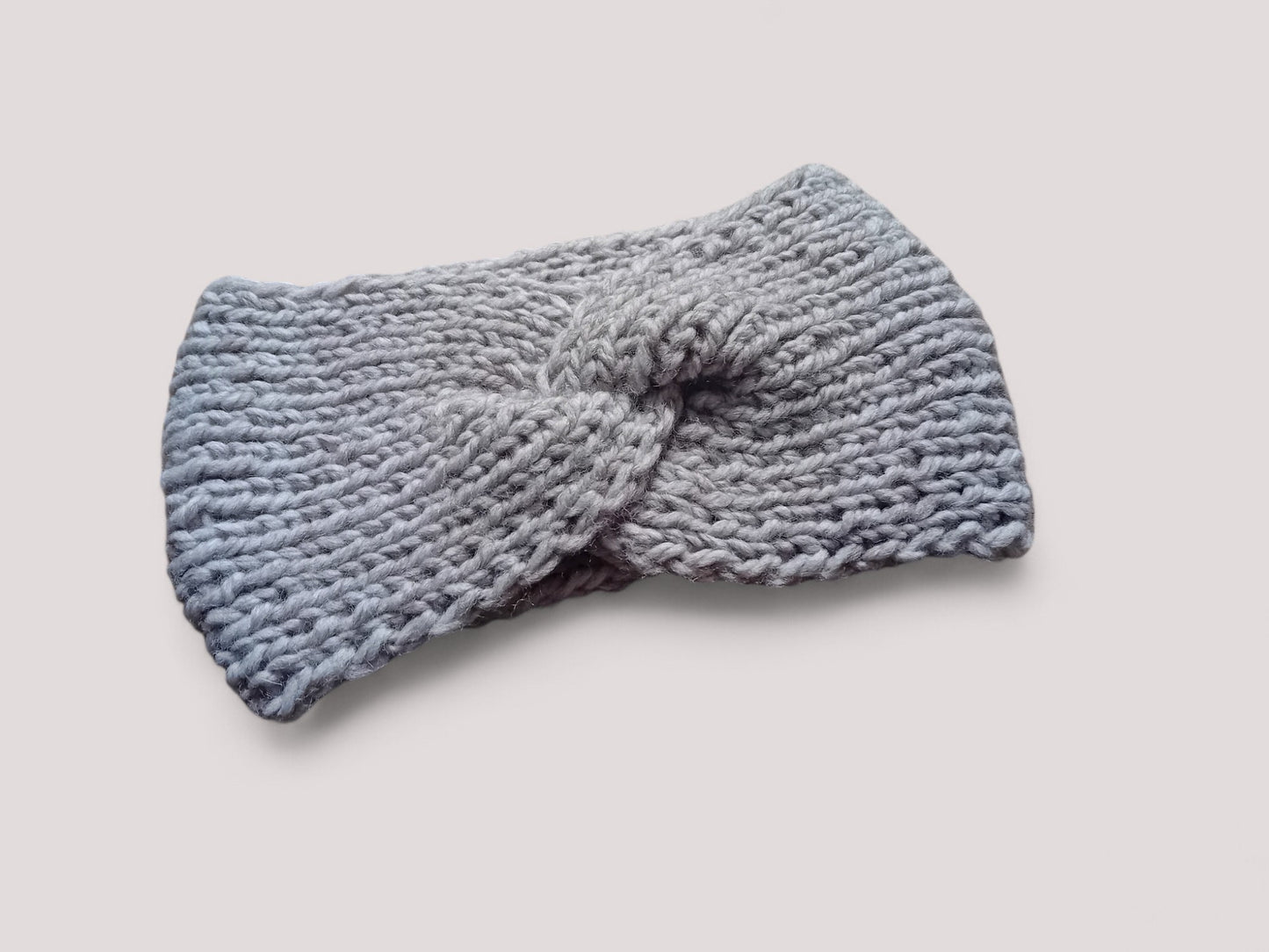 Head wrap hand knitted // beige soft yarn //
