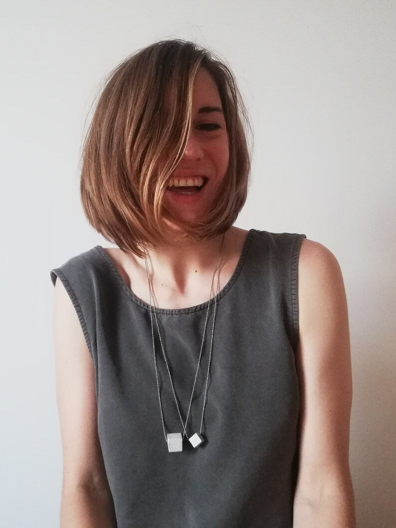 Concrete pendant // ball chain //