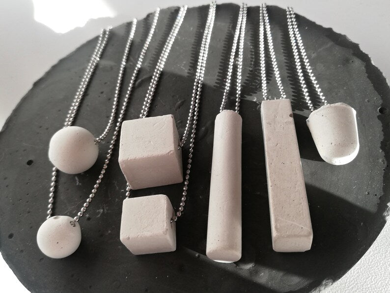 Concrete pendant // ball chain //