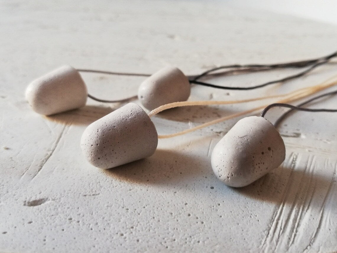 Concrete rounded pendant necklace // artist plaster // adjustable macramé cord //