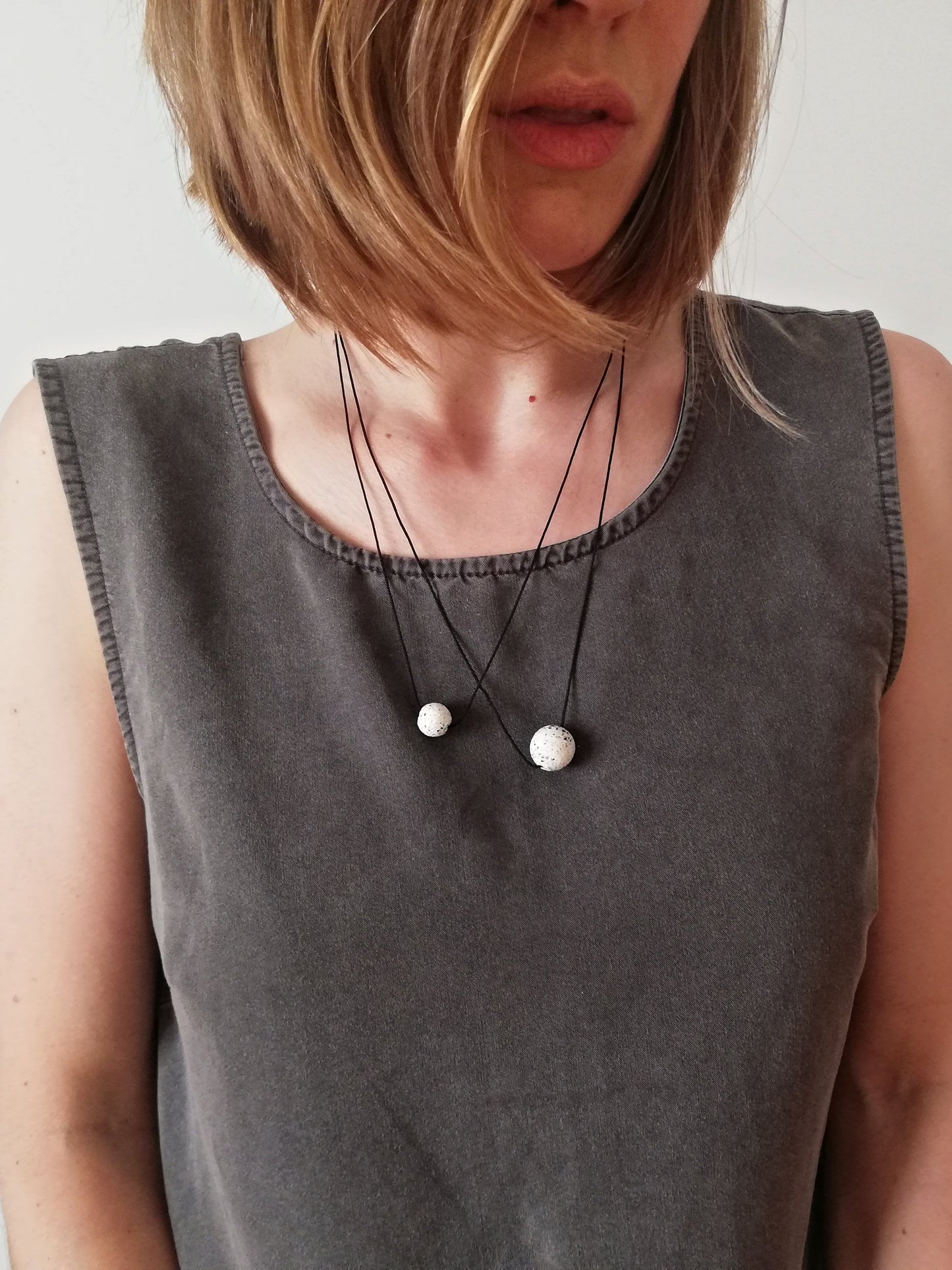 Jesmonite sphere necklace on a cord //granite finish//