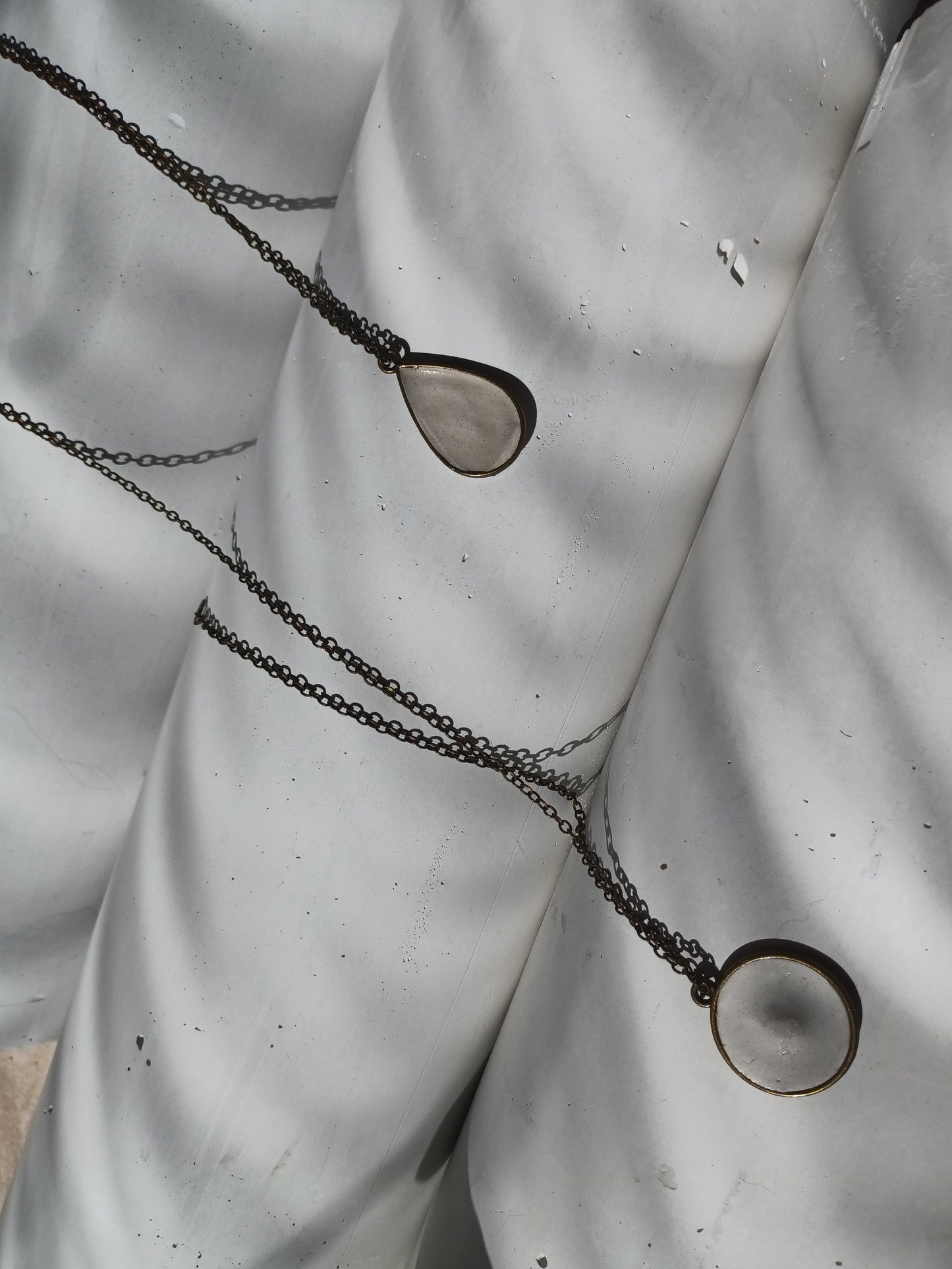 Minimal gypsum brass pendant // brass chain necklace