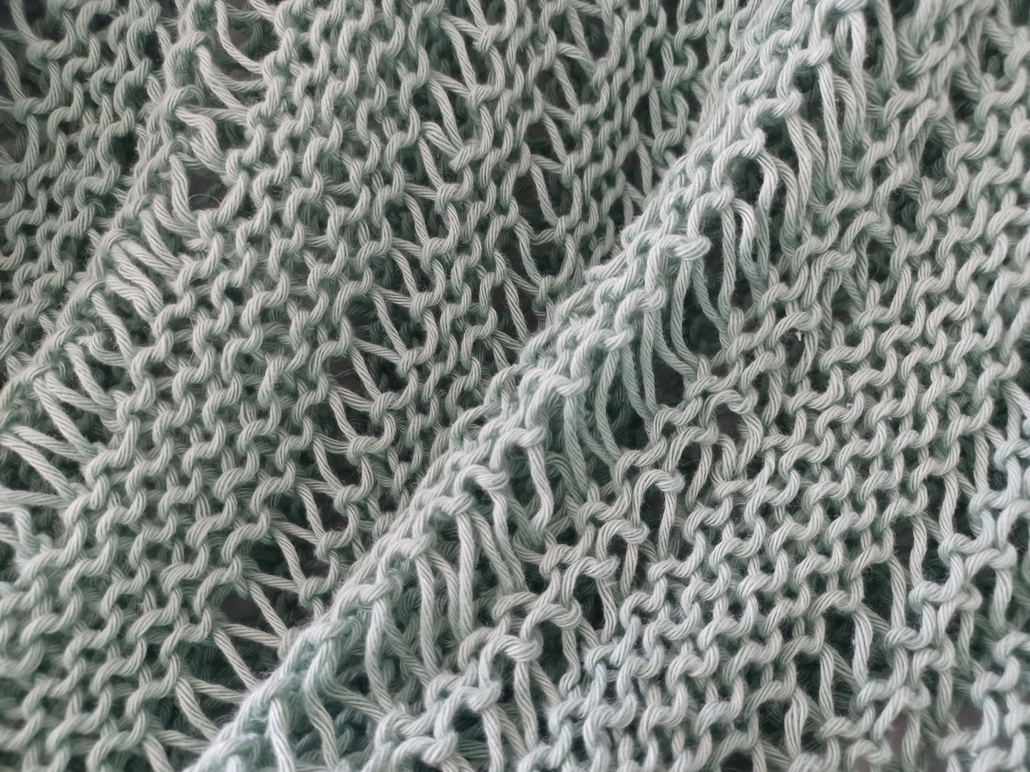 Cotton knit poncho // triangle wrap // loose scarf // knit by mum // LIMITED EDITION