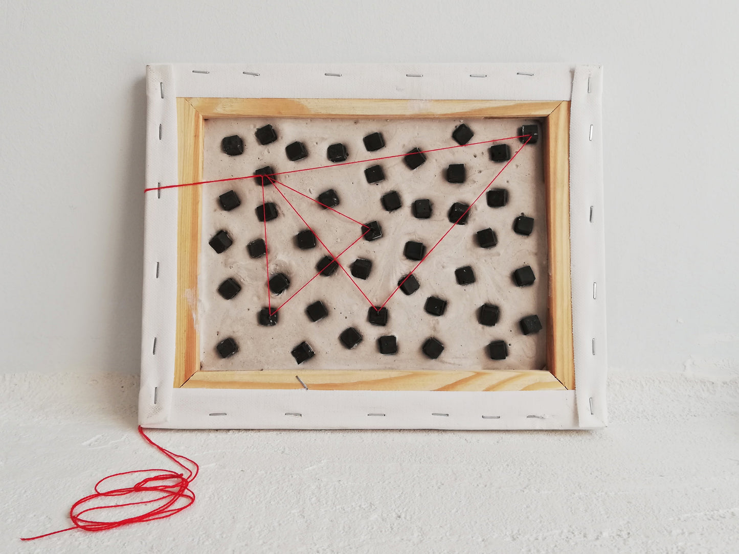 ORIGINAL small abstract sculpture painting // Red Thread of Fate //