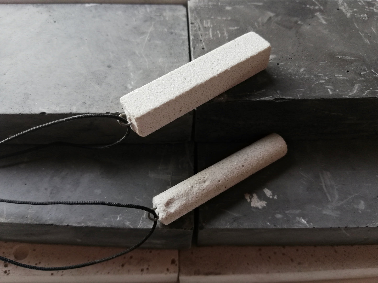Jesmonite tube necklace on a cord //marble finish//