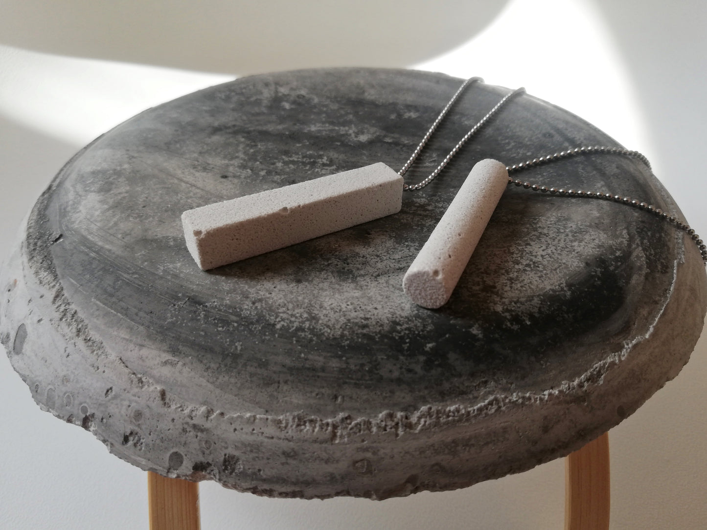 Jesmonite tube/rectangle on a ball chain //marble finish//