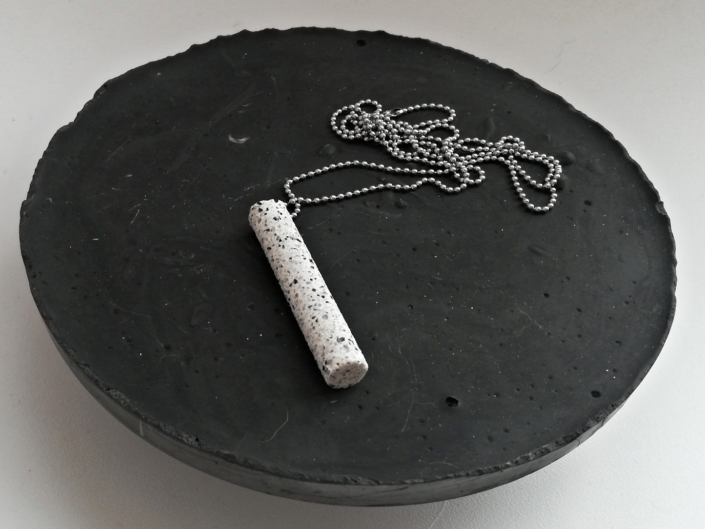 Jesmonite tube/rectangle on a ball chain //granite finish//