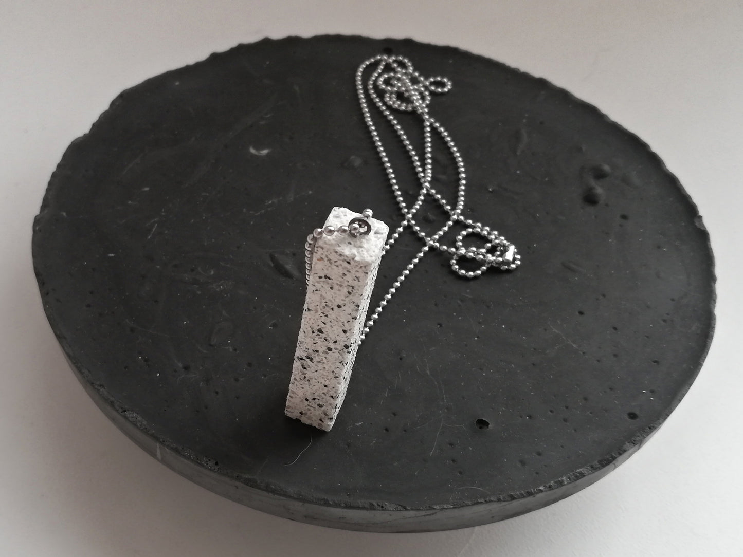 Jesmonite tube/rectangle on a ball chain //granite finish//