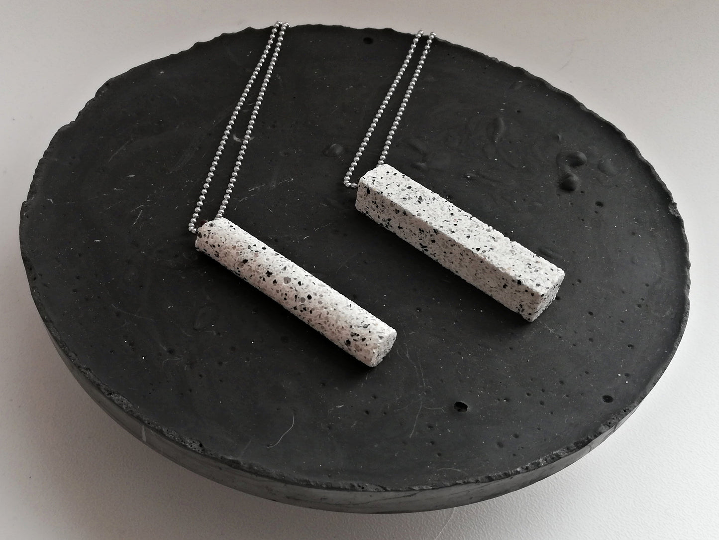 Jesmonite tube/rectangle on a ball chain //granite finish//