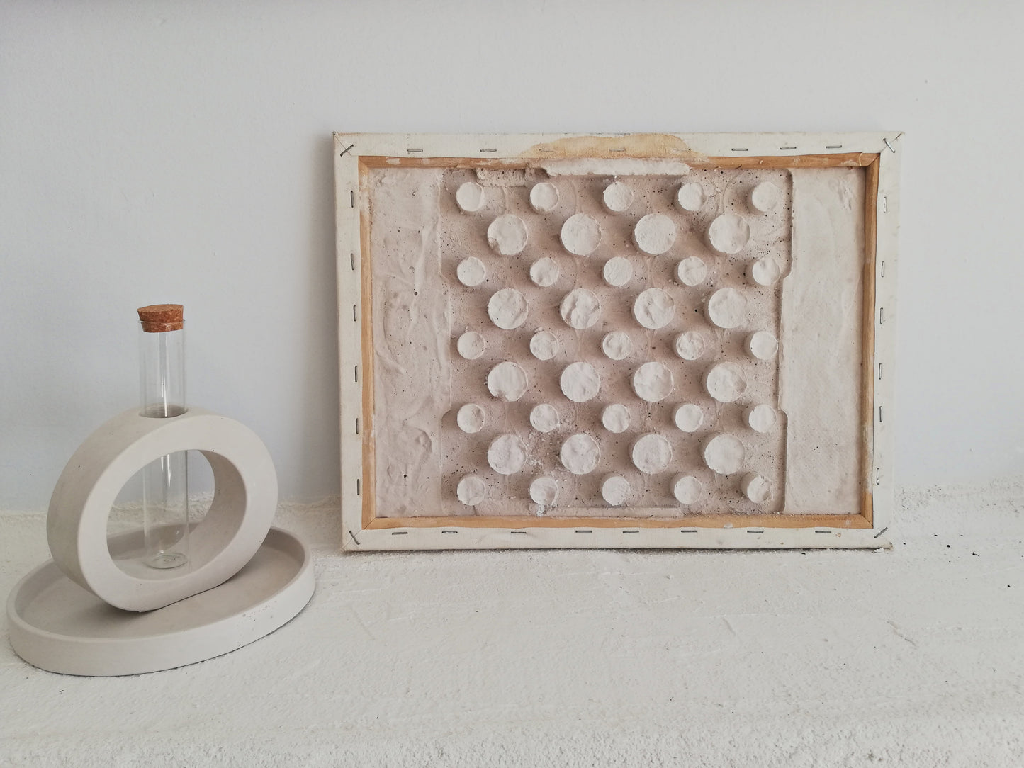ORIGINAL small abstract sculpture painting //Circles//