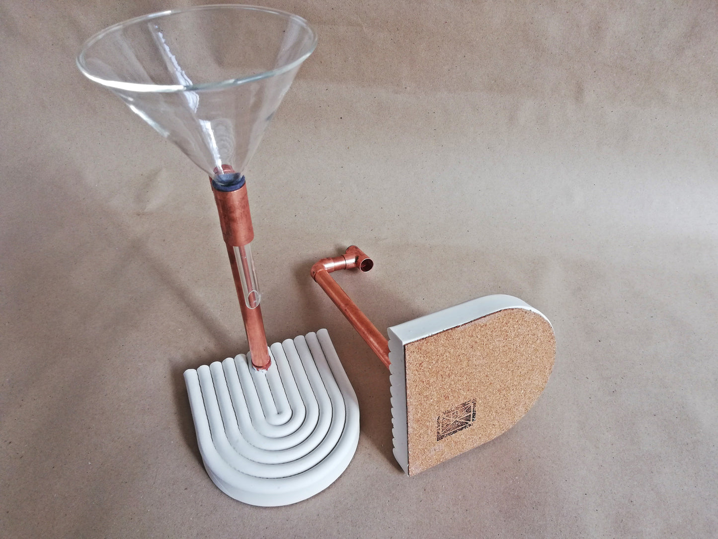 Pour over COFFEE MAKER // industrial minimal design // Jesmonite and copper combo