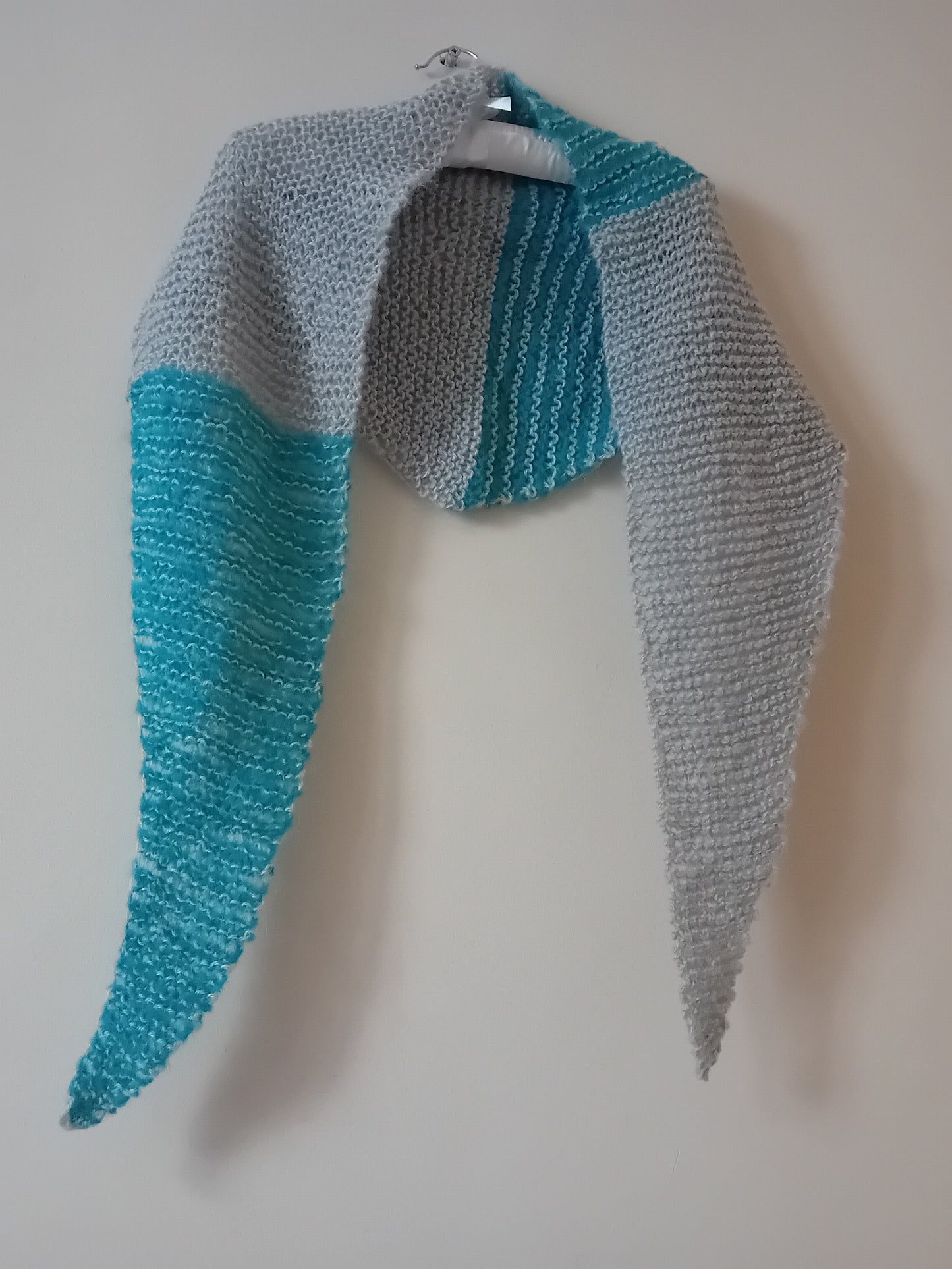 Woolen triangle scarf // two toned // blue and gray // LIMITED EDITION
