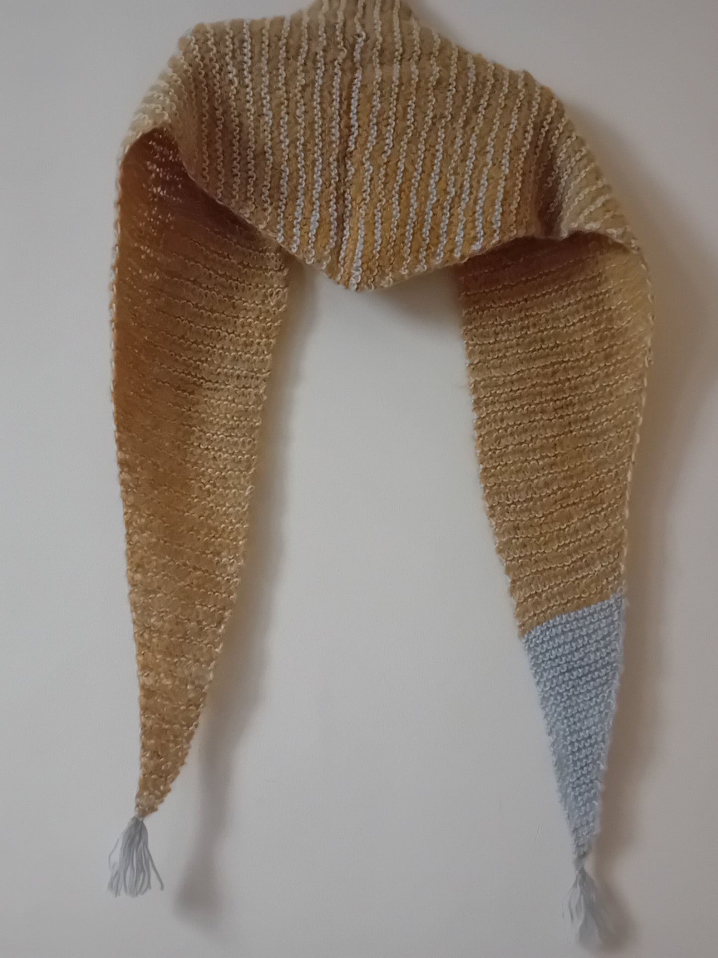 Luxury alpaca and wool triangle scarf // orange and gray shawl // LIMITED EDITION