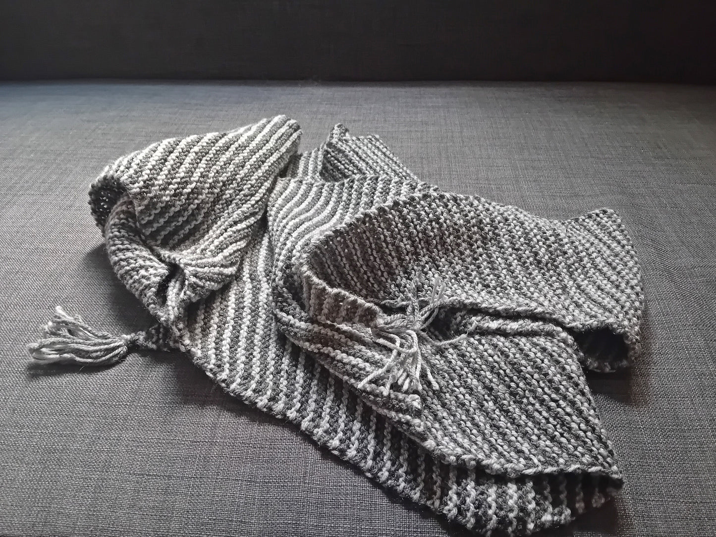 Luxury gray striped scarf // soft shawl // LIMITED EDITION