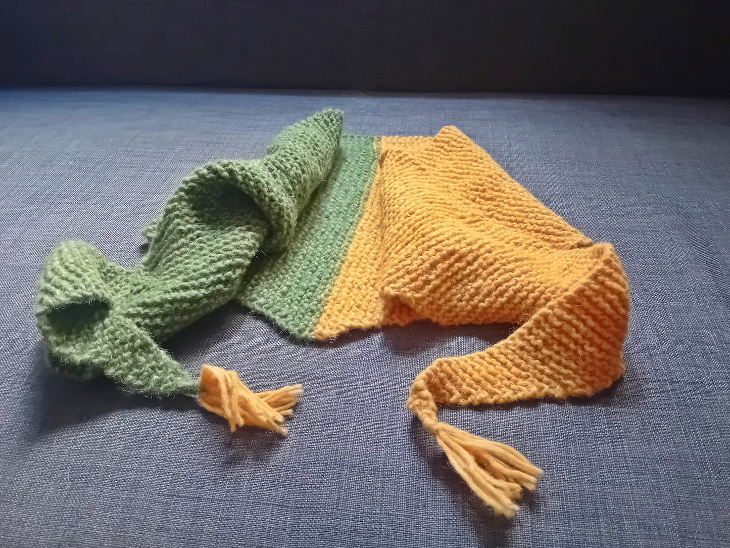 Luxury triangle scarf // green and orange shawl // LIMITED EDITION