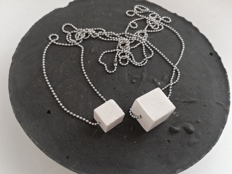 Concrete pendant // ball chain //