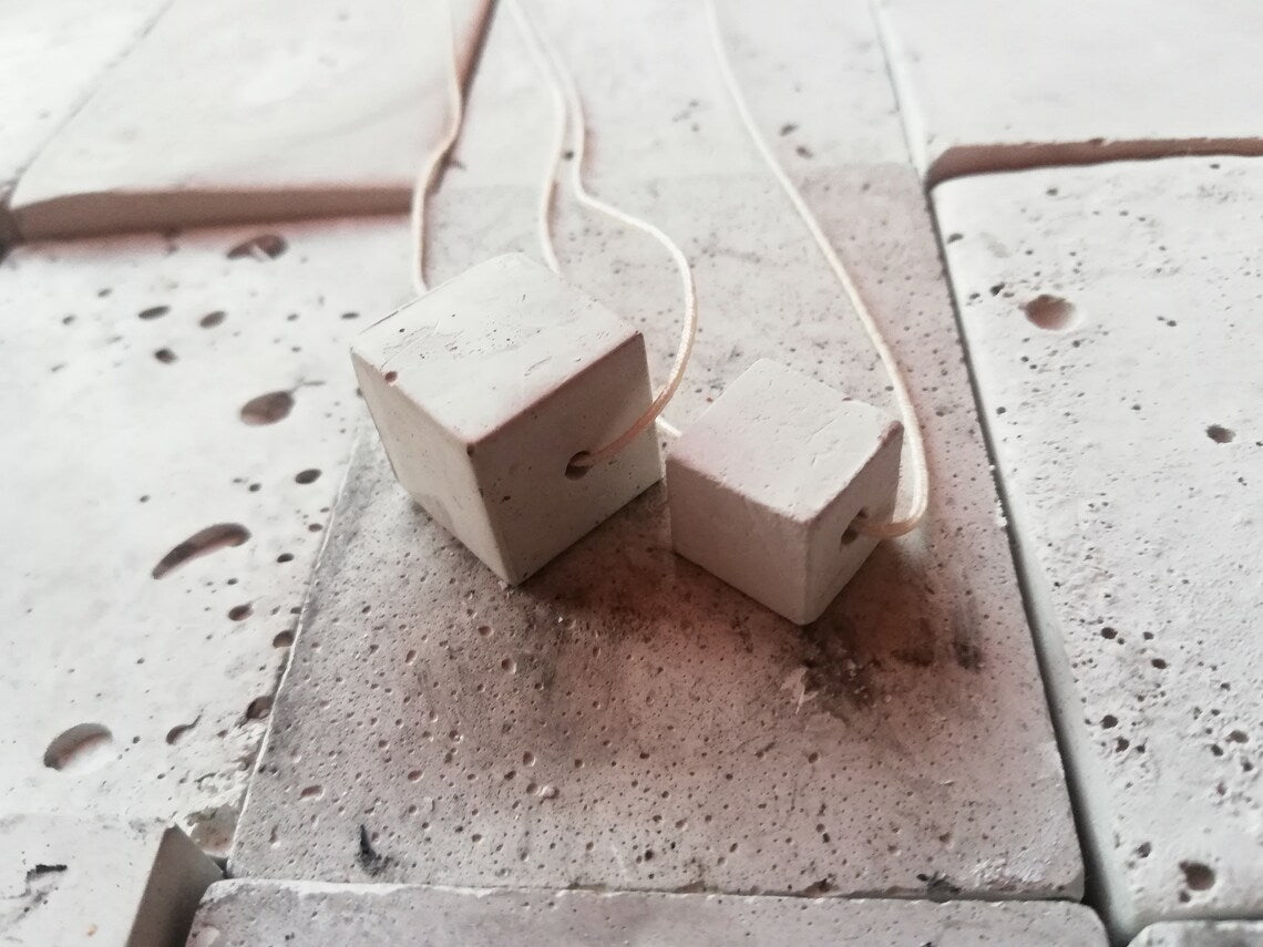 Concrete cube pendant necklace // artist plaster//