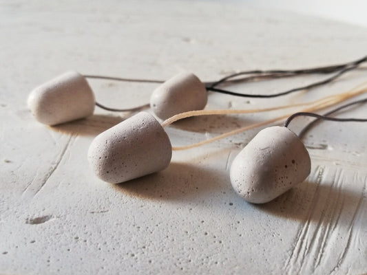 Concrete rounded pendant necklace // artist plaster // adjustable macramé cord //