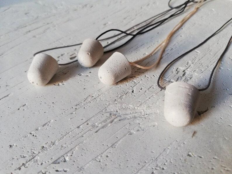 Concrete rounded pendant necklace // artist plaster // adjustable macramé cord //