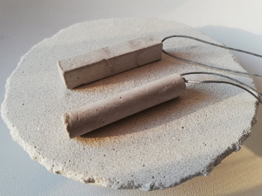 concrete Tube necklace on a cord //plaster gypsum//