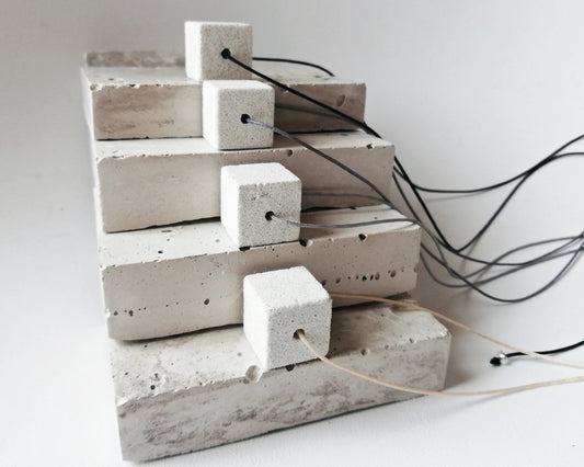 Jesmonite cube necklace on a cord //marble finish//