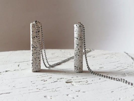 Jesmonite tube/rectangle on a ball chain //granite finish//