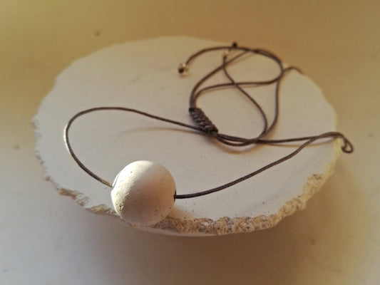 Concrete sphere necklace on a cord //plaster gypsum//