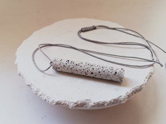 Jesmonite Tube necklace on a cord //granite finish//