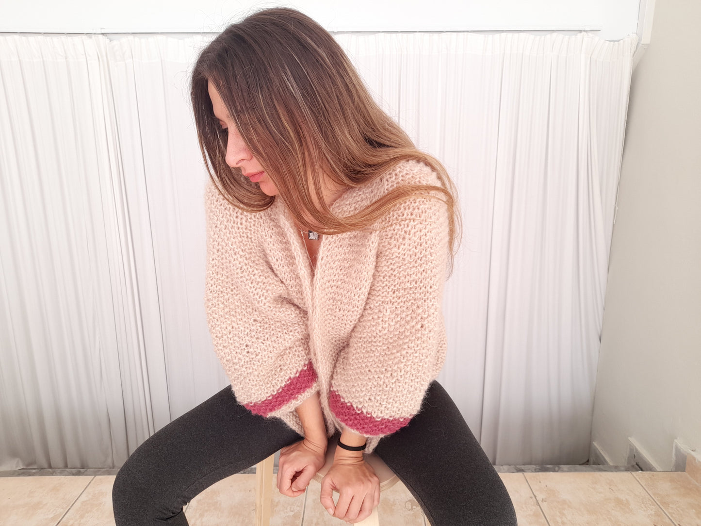 ALPACA KID SILK + MOHAIR blend yarn // Double yarn luxury cardigan // hand knit by mum // limited edition