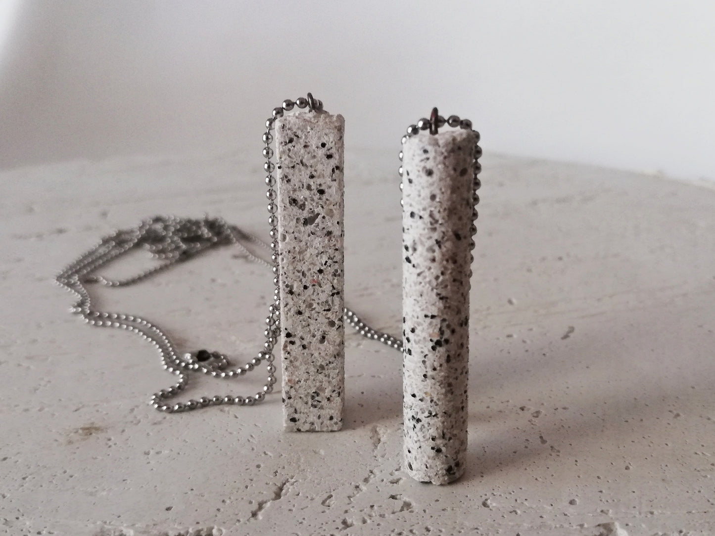 Jesmonite tube/rectangle on a ball chain //granite finish//
