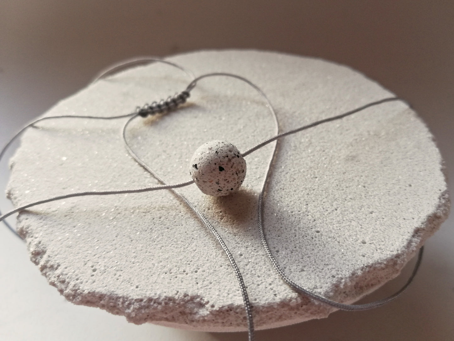 Jesmonite sphere necklace on a cord //granite finish//