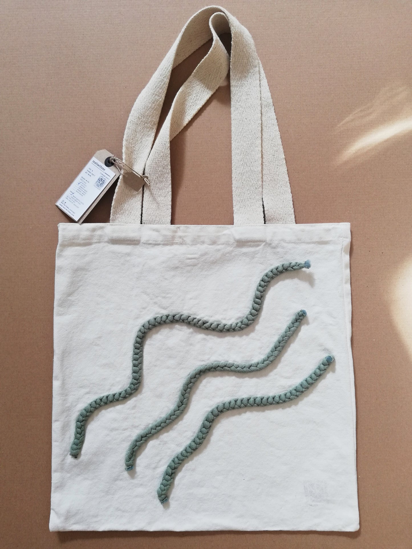 Cotton tote bag // cotton crochet yarn made by mum // irregular shapes // LIMITED EDITION