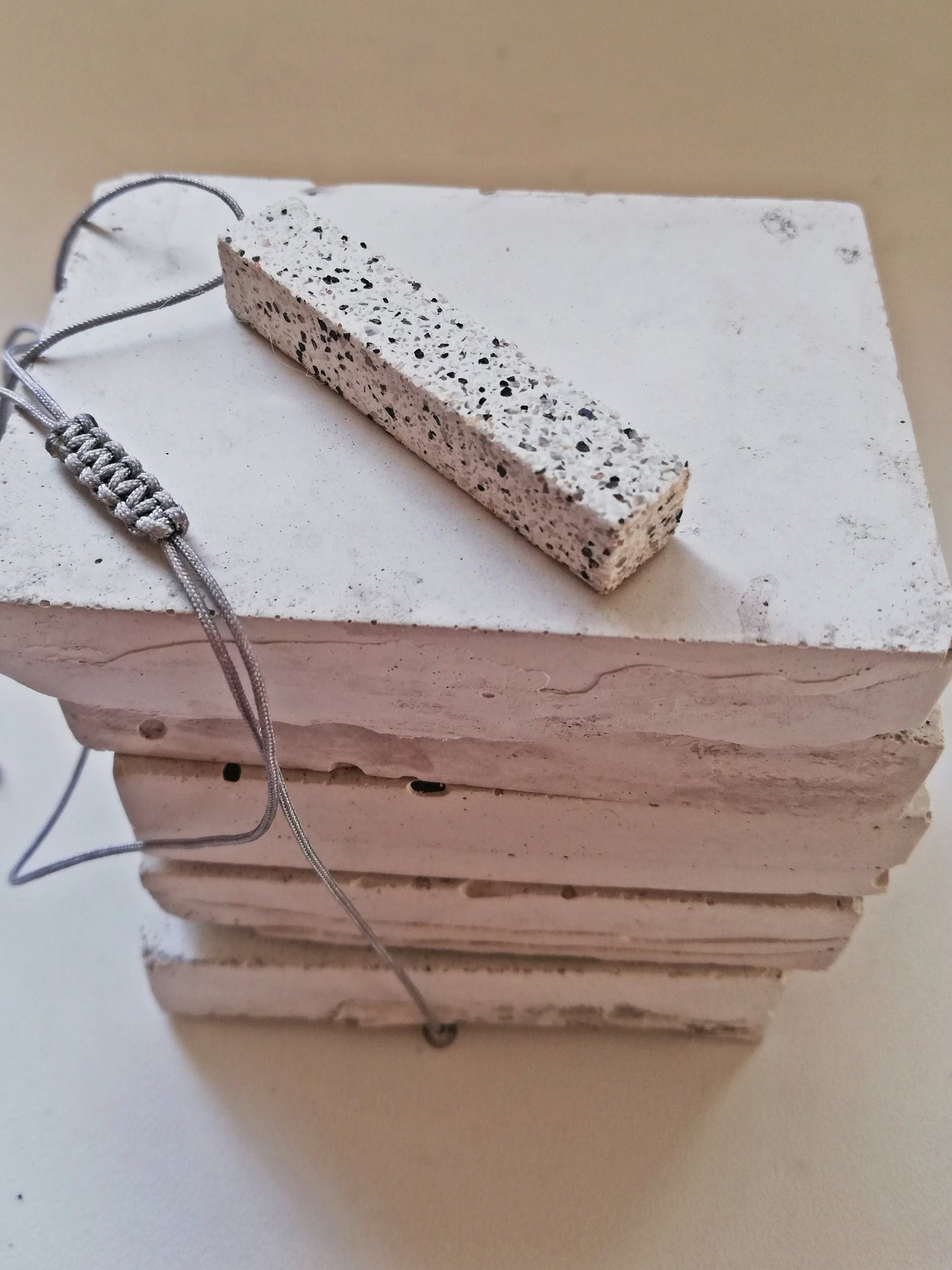 Jesmonite Rectangle necklace on a cord //granite finish//