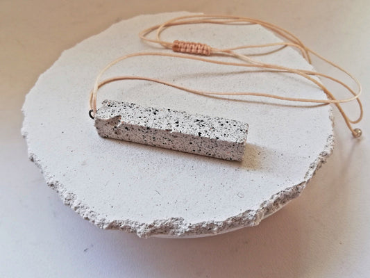Jesmonite Rectangle necklace on a cord //granite finish//