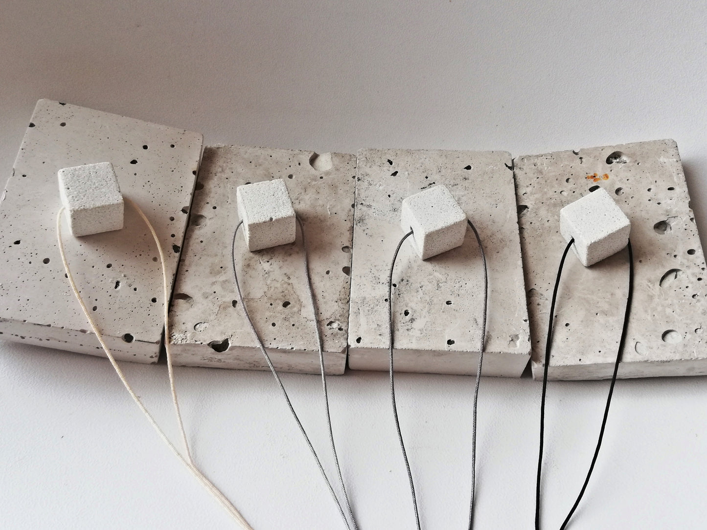 Jesmonite cube necklace on a cord //marble finish//