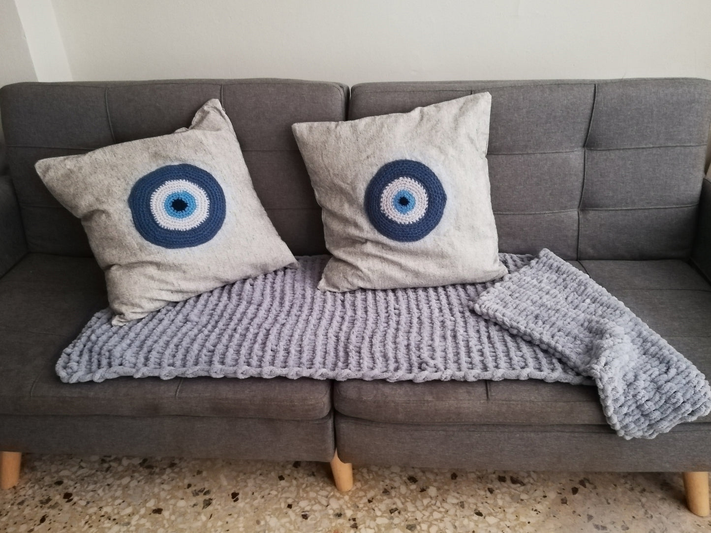 Throw blanket // handknit by mum // soft luxury Chenille yarn //LIMITED EDITION//