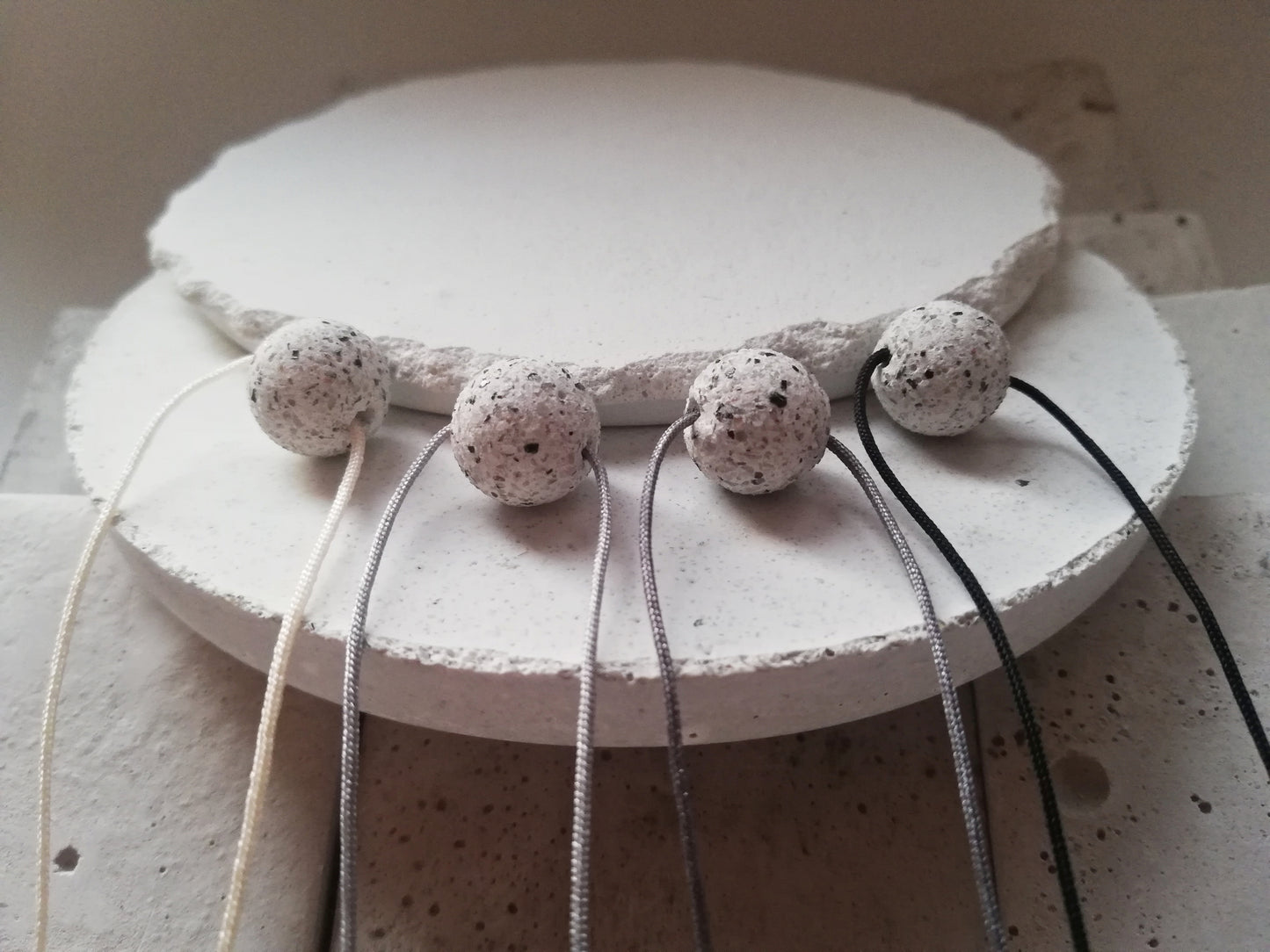Jesmonite sphere necklace on a cord //granite finish//