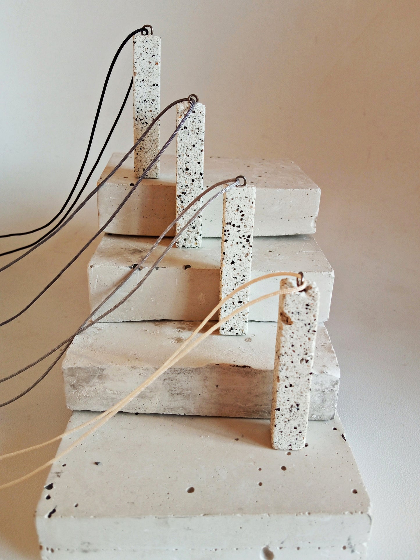 Jesmonite Rectangle necklace on a cord //granite finish//