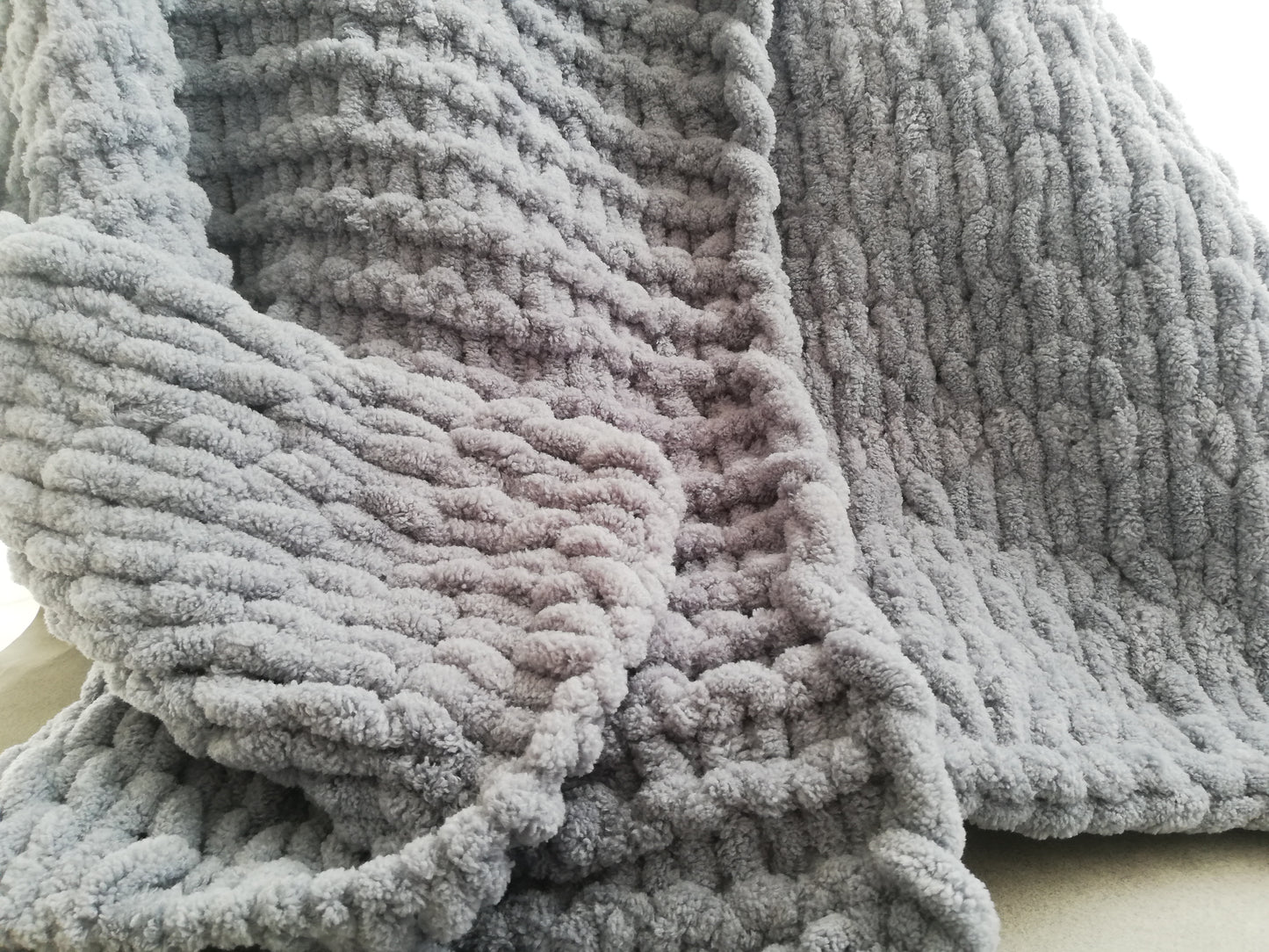 Throw blanket // handknit by mum // soft luxury Chenille yarn //LIMITED EDITION//