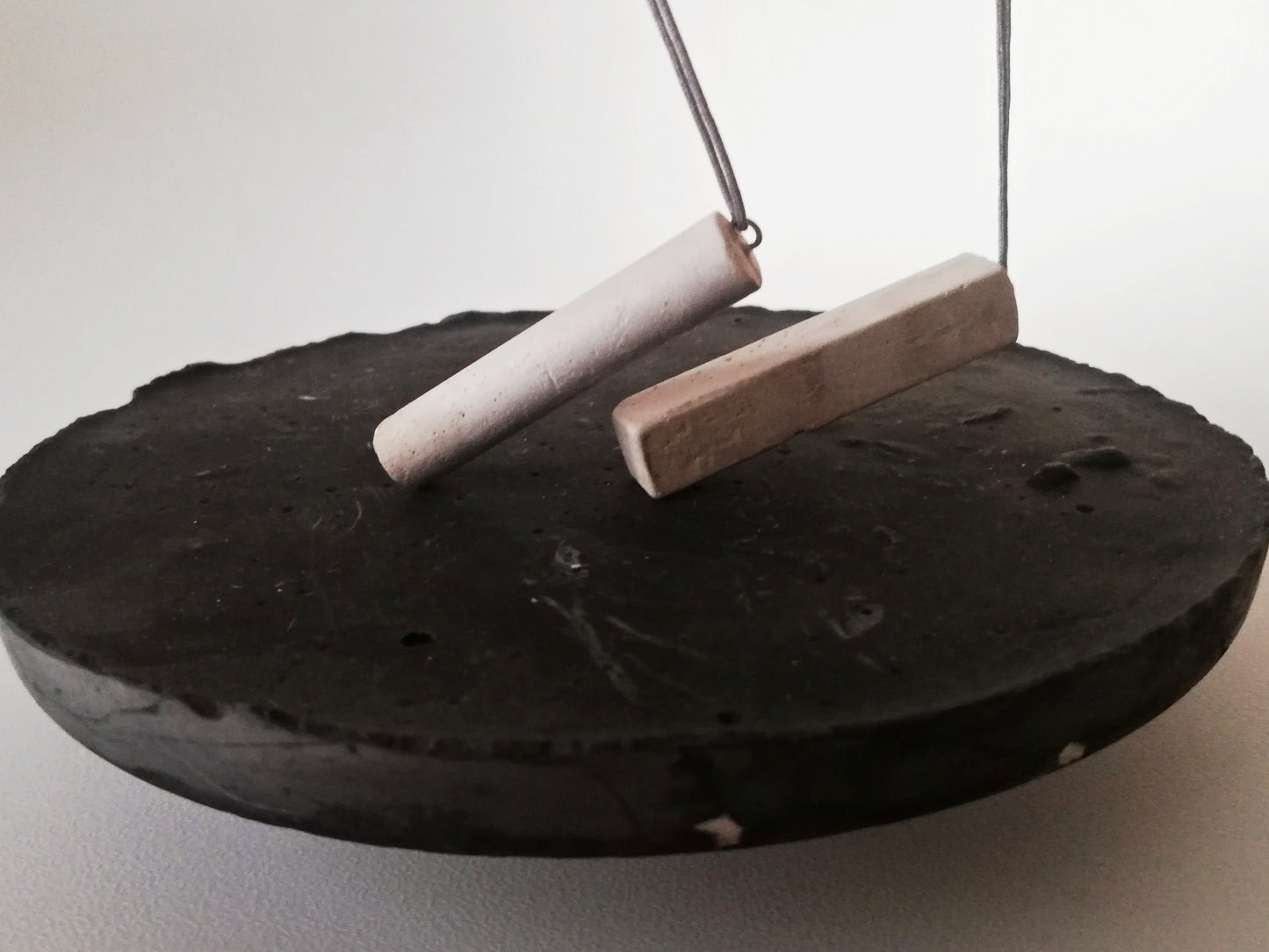 Concrete Rectangle necklace on a cord //plaster gypsum//