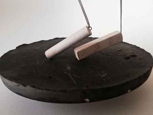 Concrete Rectangle necklace on a cord //plaster gypsum//