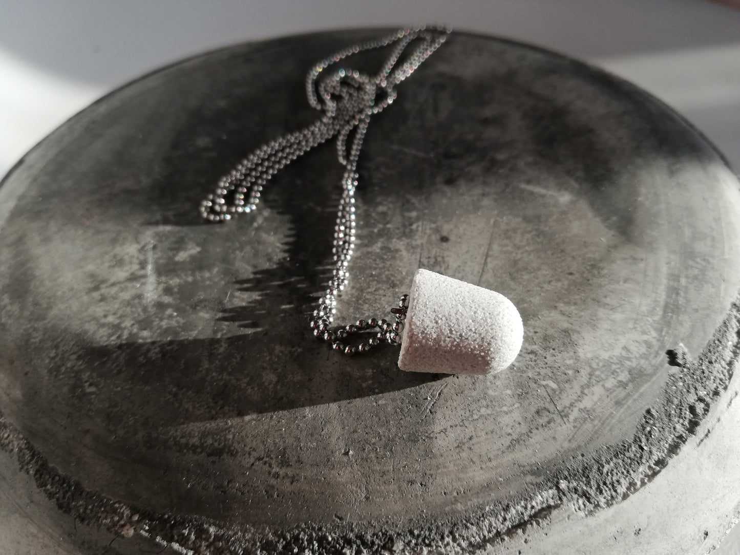 Jesmonite cube/sphere/round pendant on a ball chain //marble finish//