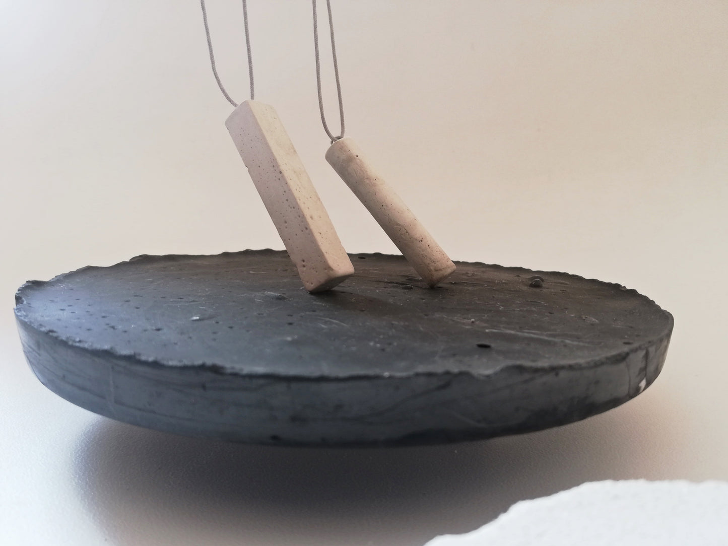concrete Tube necklace on a cord //plaster gypsum//