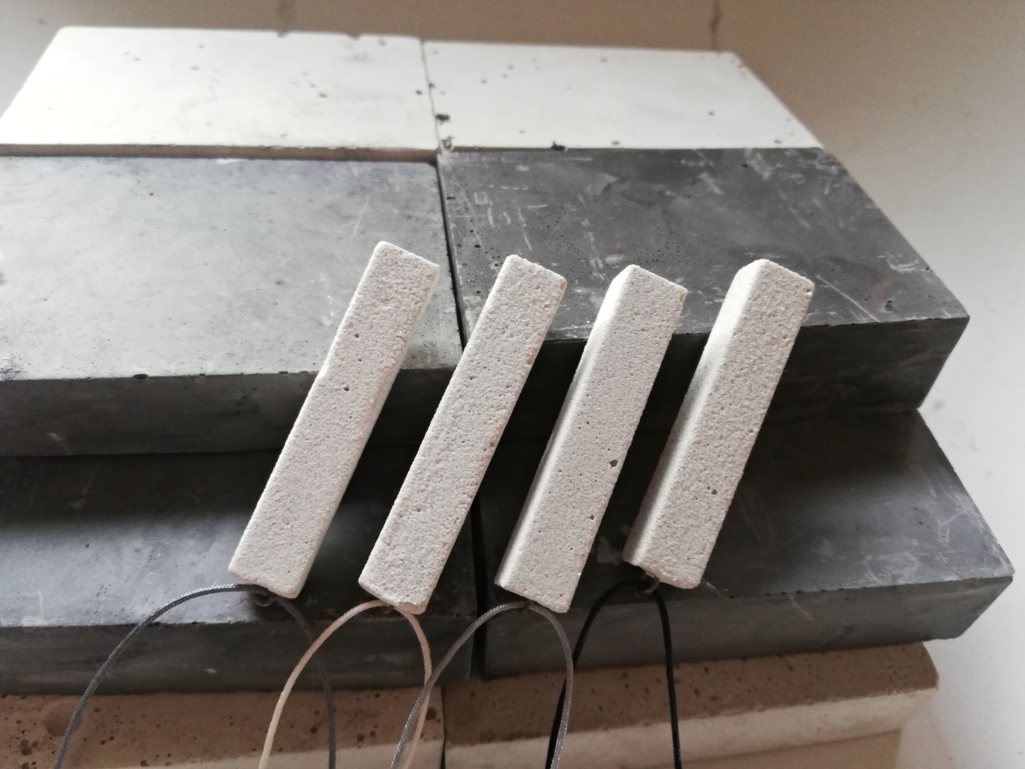 Jesmonite rectangle necklace on a cord //marble finish//